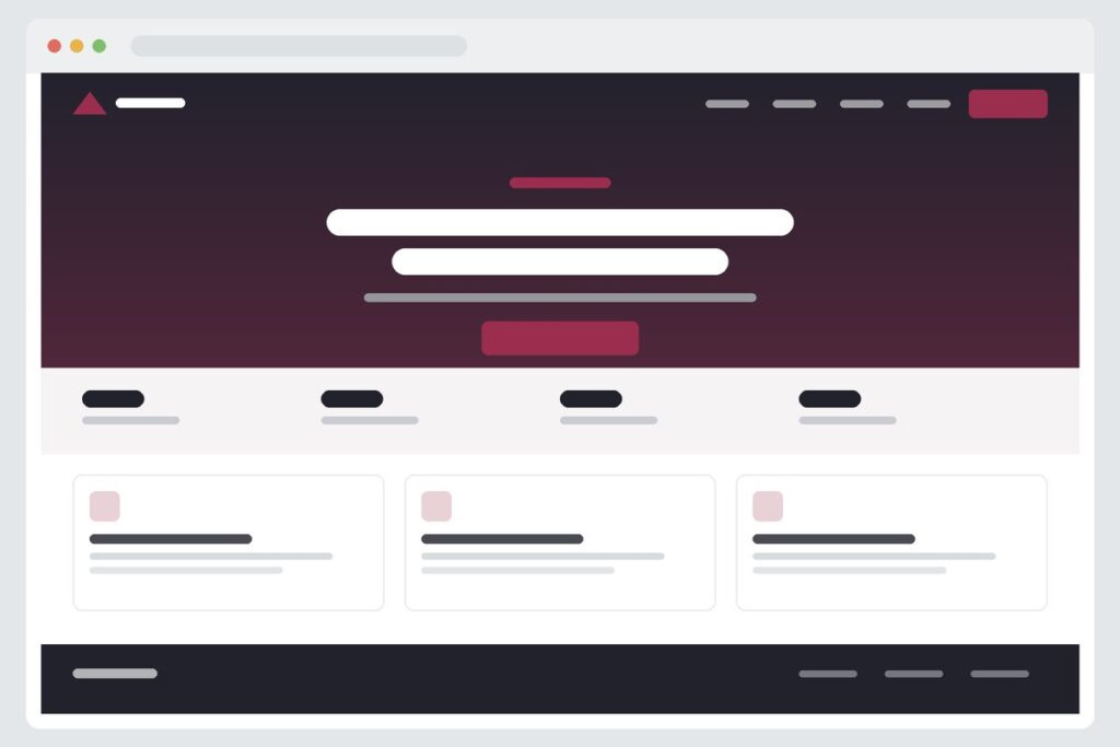 Website design for a management consultancy, with a centred statement hero