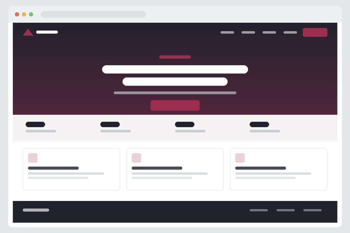 Website design for a management consultancy, with a centred statement hero