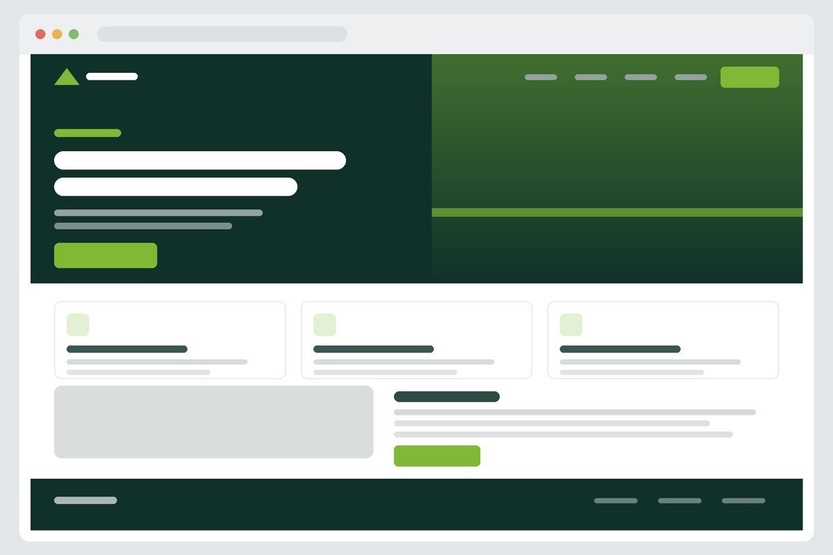 Website design for an energy supplier, with a split hero and supporting content band