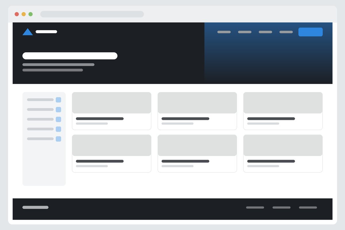 Website design for a manufacturer, showing a filterable product catalogue